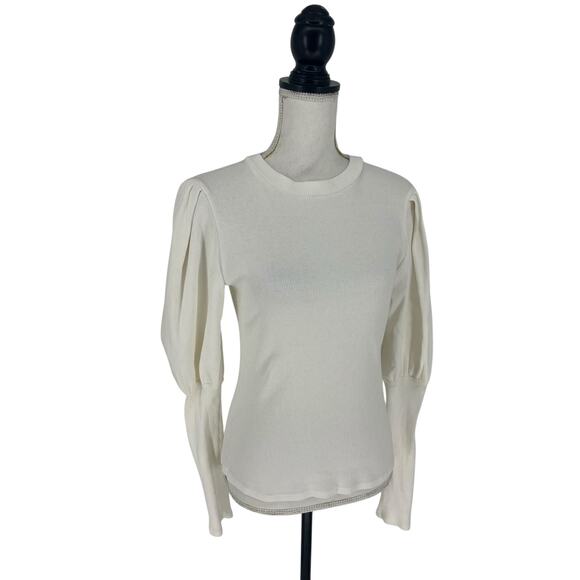 Veronica Beard Lyon Puff Sleeve Top in White - Picture 8 of 13